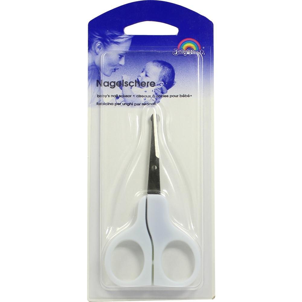 Baby-Nagelschere in einer Plastikverpackung mit Bild von Mutter und Baby oben drauf.