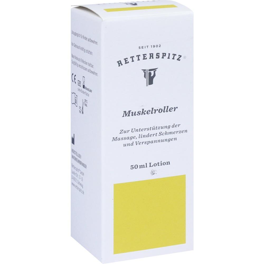Wei&szlig;e Verpackung einer 50 ml Lotion f&uuml;r Muskelschmerzen.