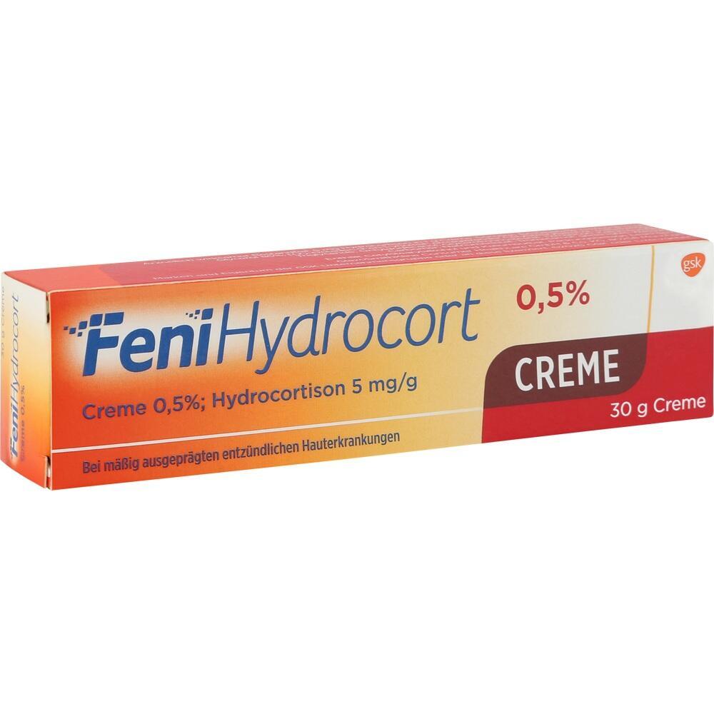 Eine orange-wei&szlig;e Creme-Verpackung mit der Aufschrift "FeniHydrocort".