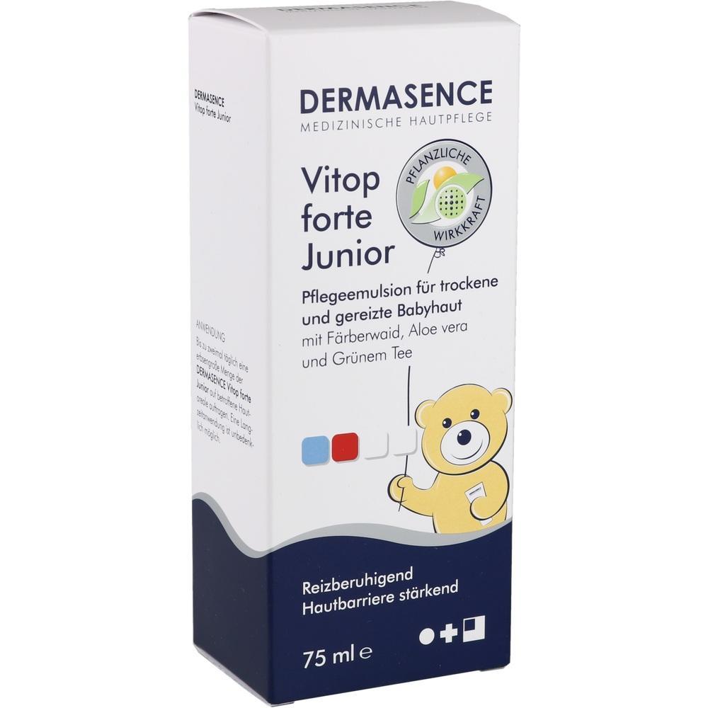 Weiße Verpackung mit einem lächelnden Bären und Text über Pflegeemulsion für Babyhaut.