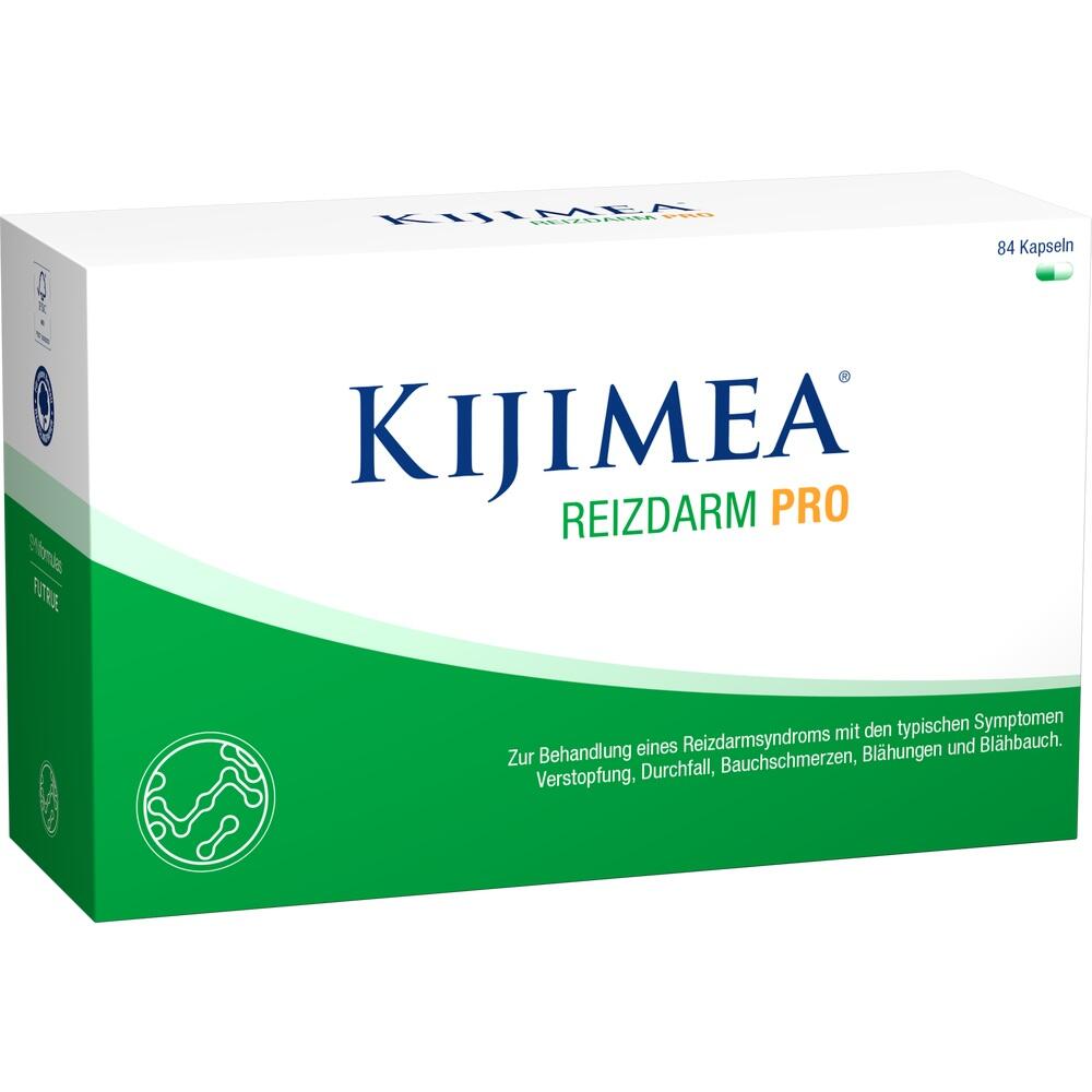 Eine gr&uuml;ne und wei&szlig;e Packung des Produkts Kijimea Reizdarm Pro.