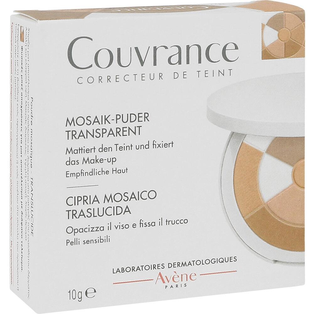 Verpackung von Avène Couvrance Mosaik-Puder transparent für empfindliche Haut.