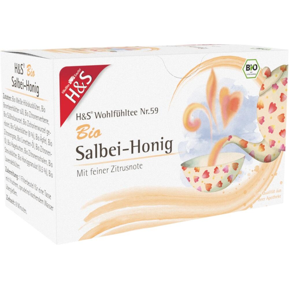 Packung Tee mit Salbei-Honig-Geschmack und Bio-Qualität.