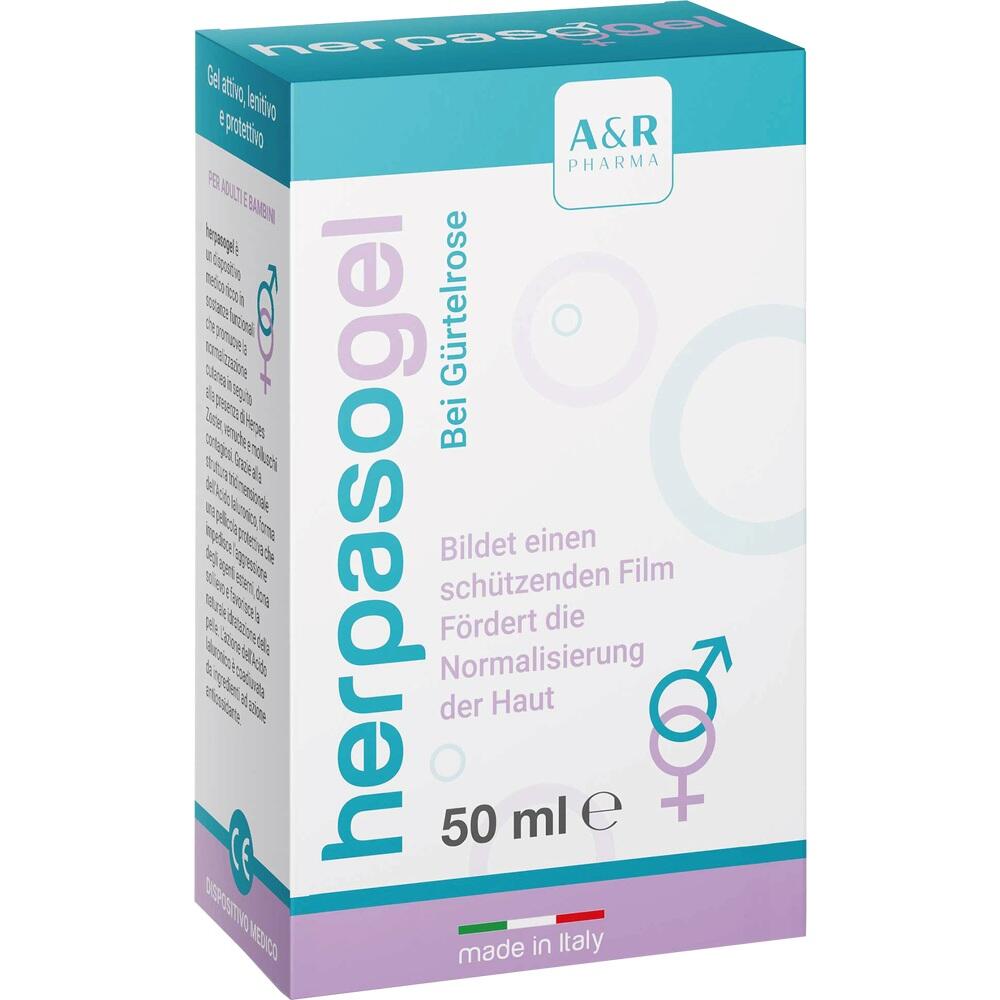 Eine Packung eines Gels, das bei Gürtelrose hilft.